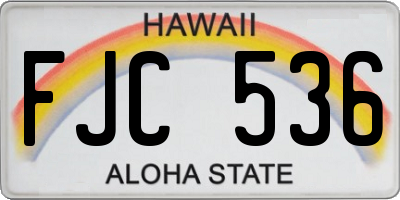 HI license plate FJC536