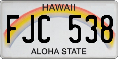 HI license plate FJC538
