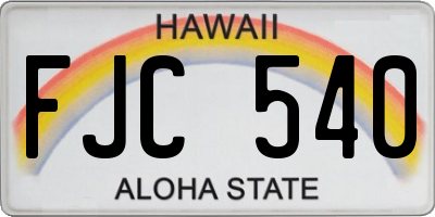 HI license plate FJC540