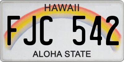 HI license plate FJC542