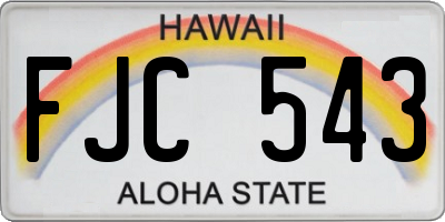 HI license plate FJC543