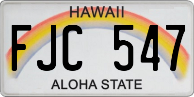 HI license plate FJC547