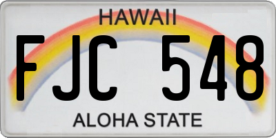 HI license plate FJC548