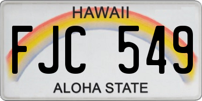 HI license plate FJC549
