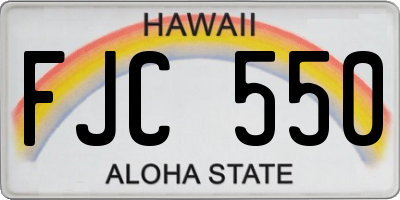 HI license plate FJC550