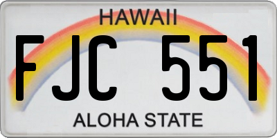 HI license plate FJC551