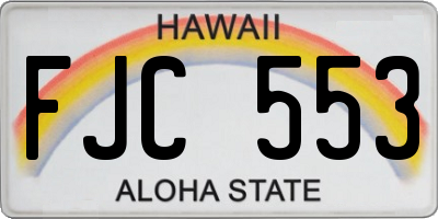 HI license plate FJC553