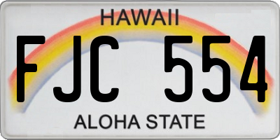 HI license plate FJC554