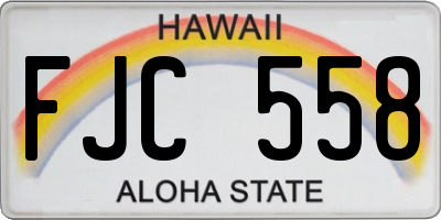 HI license plate FJC558