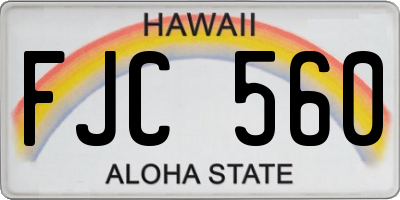 HI license plate FJC560