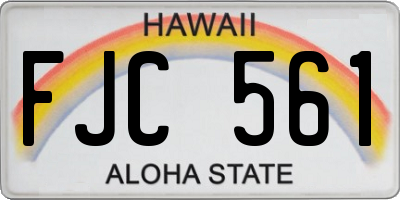 HI license plate FJC561