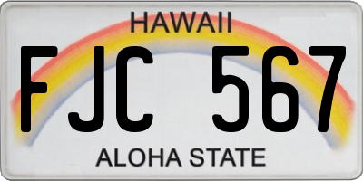 HI license plate FJC567