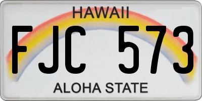 HI license plate FJC573