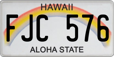 HI license plate FJC576