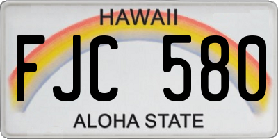HI license plate FJC580