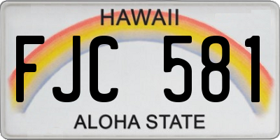 HI license plate FJC581