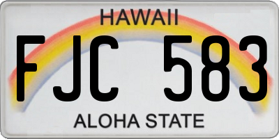 HI license plate FJC583