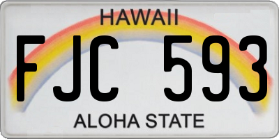 HI license plate FJC593