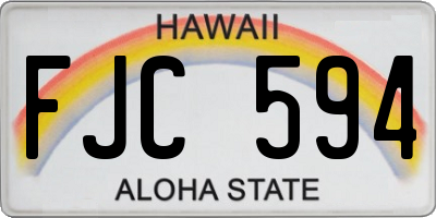 HI license plate FJC594