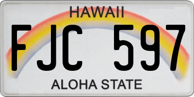HI license plate FJC597