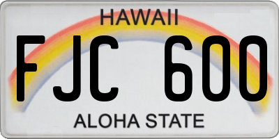HI license plate FJC600