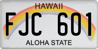 HI license plate FJC601