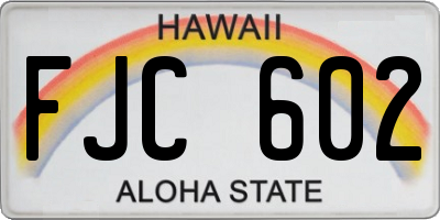 HI license plate FJC602