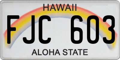 HI license plate FJC603