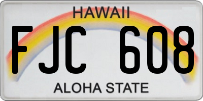 HI license plate FJC608