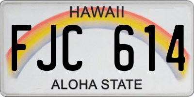 HI license plate FJC614