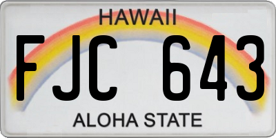 HI license plate FJC643
