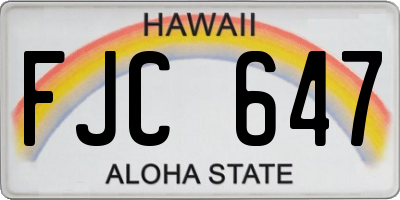 HI license plate FJC647