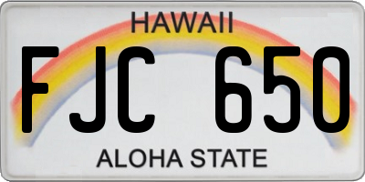 HI license plate FJC650