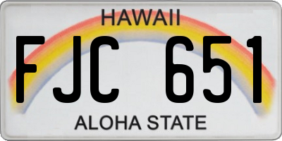 HI license plate FJC651