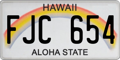 HI license plate FJC654