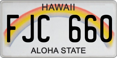 HI license plate FJC660