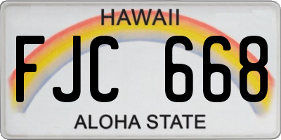 HI license plate FJC668