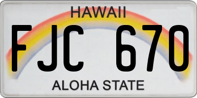 HI license plate FJC670