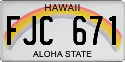 HI license plate FJC671