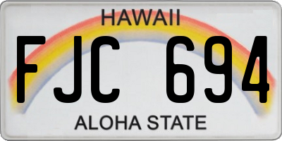 HI license plate FJC694