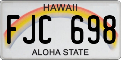 HI license plate FJC698