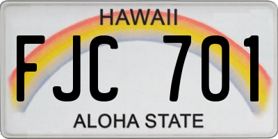 HI license plate FJC701