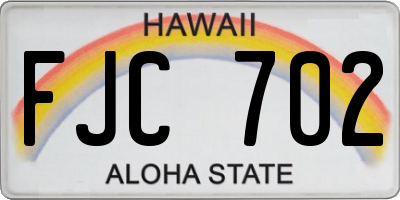 HI license plate FJC702