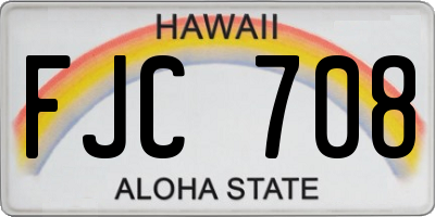 HI license plate FJC708
