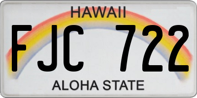 HI license plate FJC722