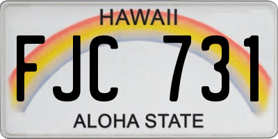 HI license plate FJC731