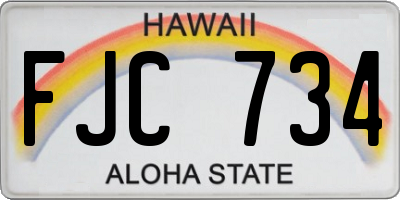 HI license plate FJC734