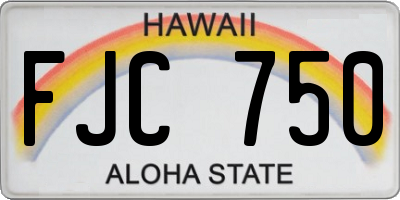 HI license plate FJC750