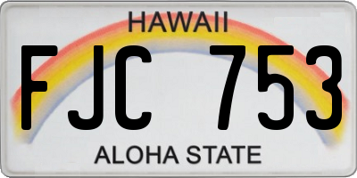 HI license plate FJC753