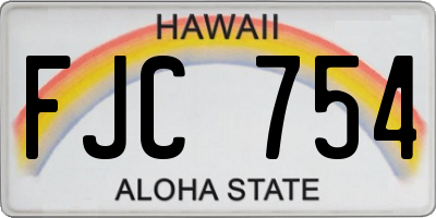 HI license plate FJC754